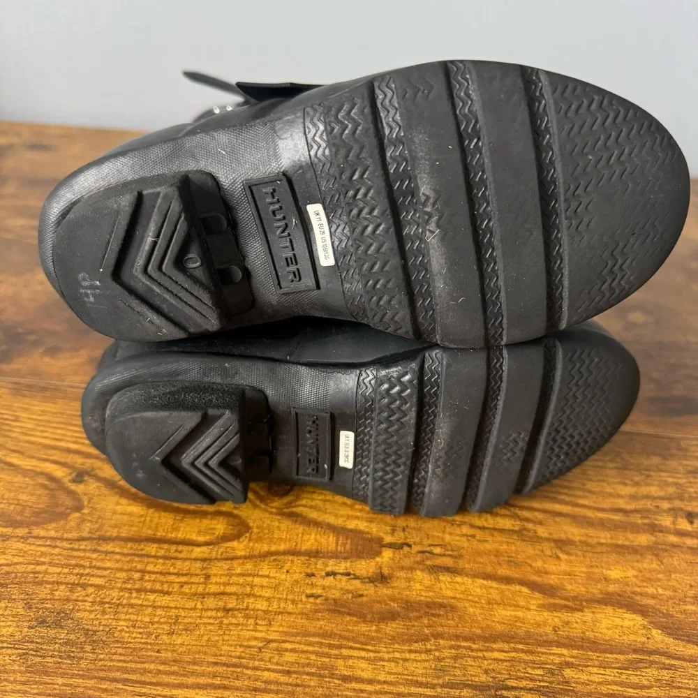 Hunter Kids Black Short Biker‎ Moto Buckle Rain Boots Size 11